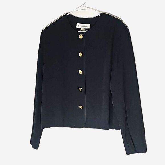 Jacket by Norton McNaughton Button Front Gold Buttons Black Size 12 - Picture 1 of 4